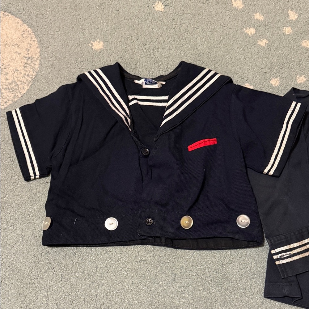 Vintage Navy Blue Sailor Tops with White Stripes - 4T (Bundle of 2)